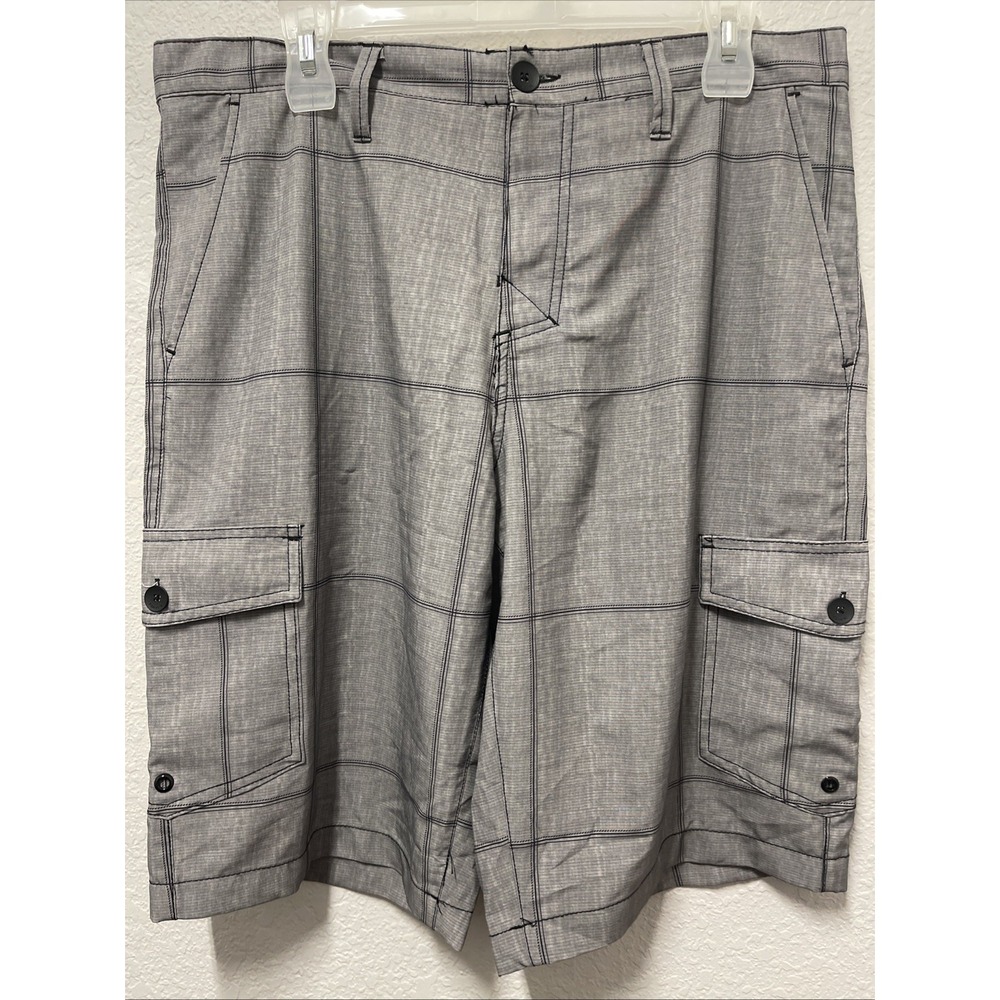 Tony Hawk Men's Chino Skateboarding Shorts Size 34 Gray Plaid